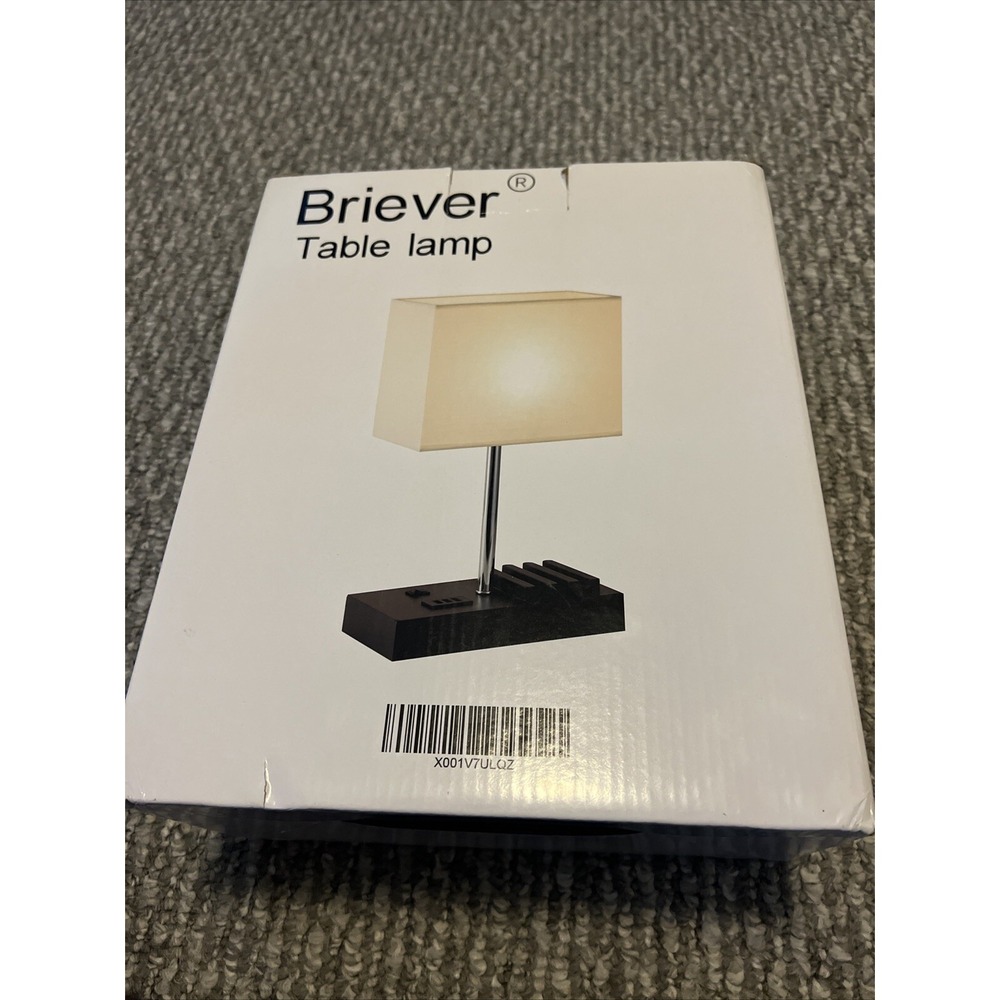 Briever‎ Table Lamp Multi-Functional Bedside Desk  with AC Outlet 3 USB L6009-H